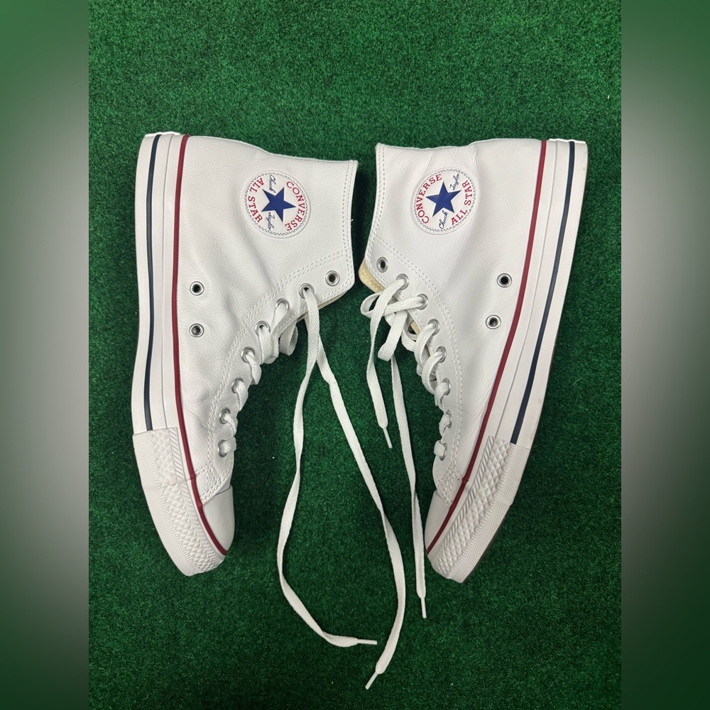 Mens White LEATHER High-Top Converse